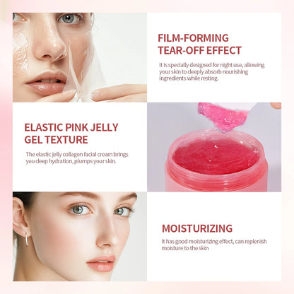 Collagen Jelly Cream Hydrolyzed Collagen Overnight Facial Mask Wrapping Peel-Off Mask Hydrating Firming Moisturizing SkinCare