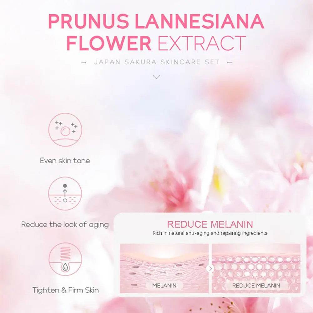 5/3pcs/Set Sakura Skin Care Sets Face Cream Serum Toner Facial Cleanser Sunscreen Eye Cream Gift Box Face Skin Care Set Product