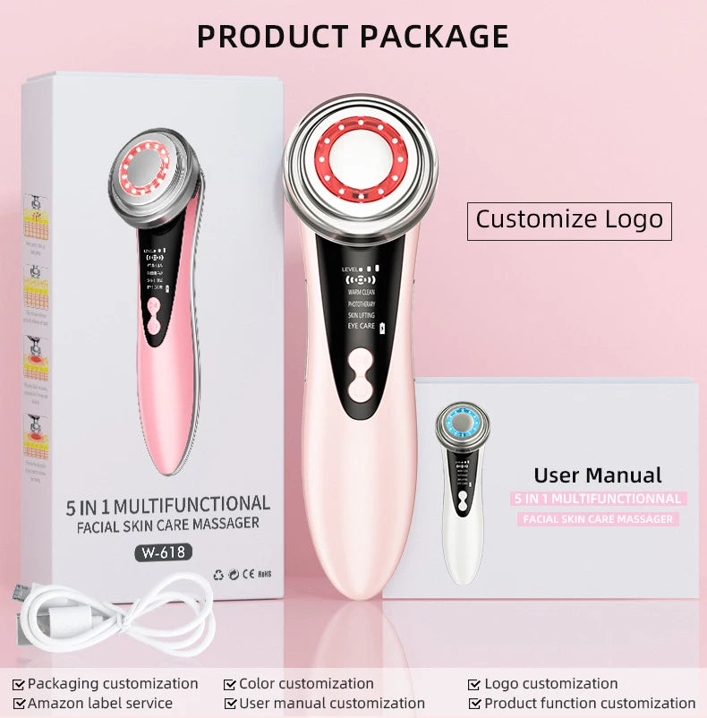 Multifunction Facial Massager 4 in 1 RF EMS Facial Radio Frequency Device Wireless Beauty Photon Skin Rejuvenation Instrument